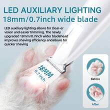 1 pieza Cortadora de pelo para mascotas, Recortadora de pelo para mascotas con luz LED - Cuchilla de cerámica ultra silenciosa, Kit de aseo recargable resistente al agua IPX6 para perros y gatos pequeños | Para patas, ojos, orejas, cara, grupa con cuchillas de repuesto, herramienta de belleza y uso diario - Ver 6