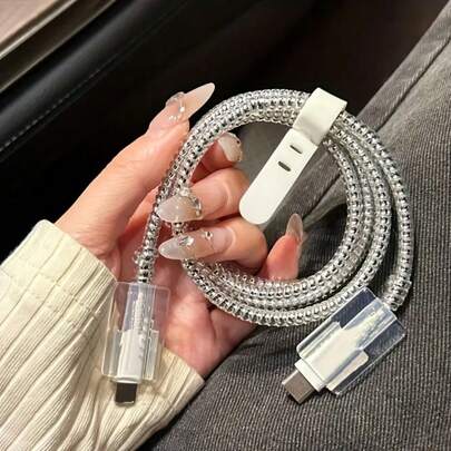 4 件装耐用充电线保护套和绕线器套装，兼容 18/20W 快充适配器 - TPU 线缆管理防断裂配件，理想的家庭礼物