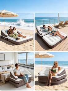 Sofá cama inflable 4 en 1, adecuado para sala de estar, hogar, patio trasero, jardín, camping, viajes a la playa y fiestas. Sofá plegable portátil, aplicable para temporada de bodas, bodas al aire libre, festivales, festivales de cerveza, regalos. - Multicolor - Ver 3