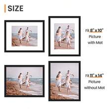 11x14 Picture Frame Set Of 3 Made Of High Definition Glass For 8x10 With Mat Or 11x14 Without Mat Wall And Tabletop Display Photo Frames Black - Black - View 2