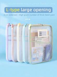 A4 Student & Teacher Book Storage Bag, Large Capacity Stationery Organizer Bag, File Folder, School & Office Supplies Pouch - Multicolor - View 10