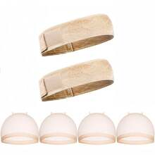 2条装天鹅绒假发固定带，配4个高清假发帽，可调节防滑头带，专为女性设计，可固定假发，柔软透气的魔术贴绑带，适合初学者和日常使用。 - 查看 13