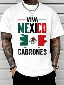 Orgullo y pasión de México representados con una bandera tricolor ondeante acompañada del águila nacional y letras que expresan fuerza y unidad patriótica para celebrar la identidad poderosa del pueblo mexicano camiseta de hombre casual cómoda para uso diario y momentos festivos - Blanco - Ver 8