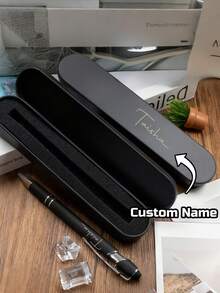 個性化圓珠筆（含/不含禮盒），教師專用客製化文字筆，客製化中性筆，可自訂書寫筆，生日禮物，辦公用品，居家禮物，男友禮物，父親禮物，母親禮物，黑色，返校季 - 彩色 - 查看 4