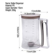 1pc Handheld Batter Dispenser With Measurement Scale, Pancake, Muffin, Cake Batter Funnel Cup, Commercial & Home Baking Filling Tool, Plastic Material Easy To Clean, Baking Tool Anti-Drip, Batter Dispenser, Donut Batter Cup, Waffle Iron Tool, Kitchen Filling Funnel Measuring Bottle - View 13