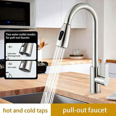 Grifo de cocina de 360° con ducha extraíble, grifo mezclador monomando de cocina