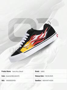 Vans Knu Skool Flame– Men's Lifestyle Sneakers – Shoes For Man -Vintage-Spring & Summer-Inspired Running Shoes, Shock-Absorbing Comfort, Gym To Streetwear Casual Wear-Mother's Day Gifts-Father's Day Gift–VN000EE6Y09 - 黑/紅/白 - 查看 6