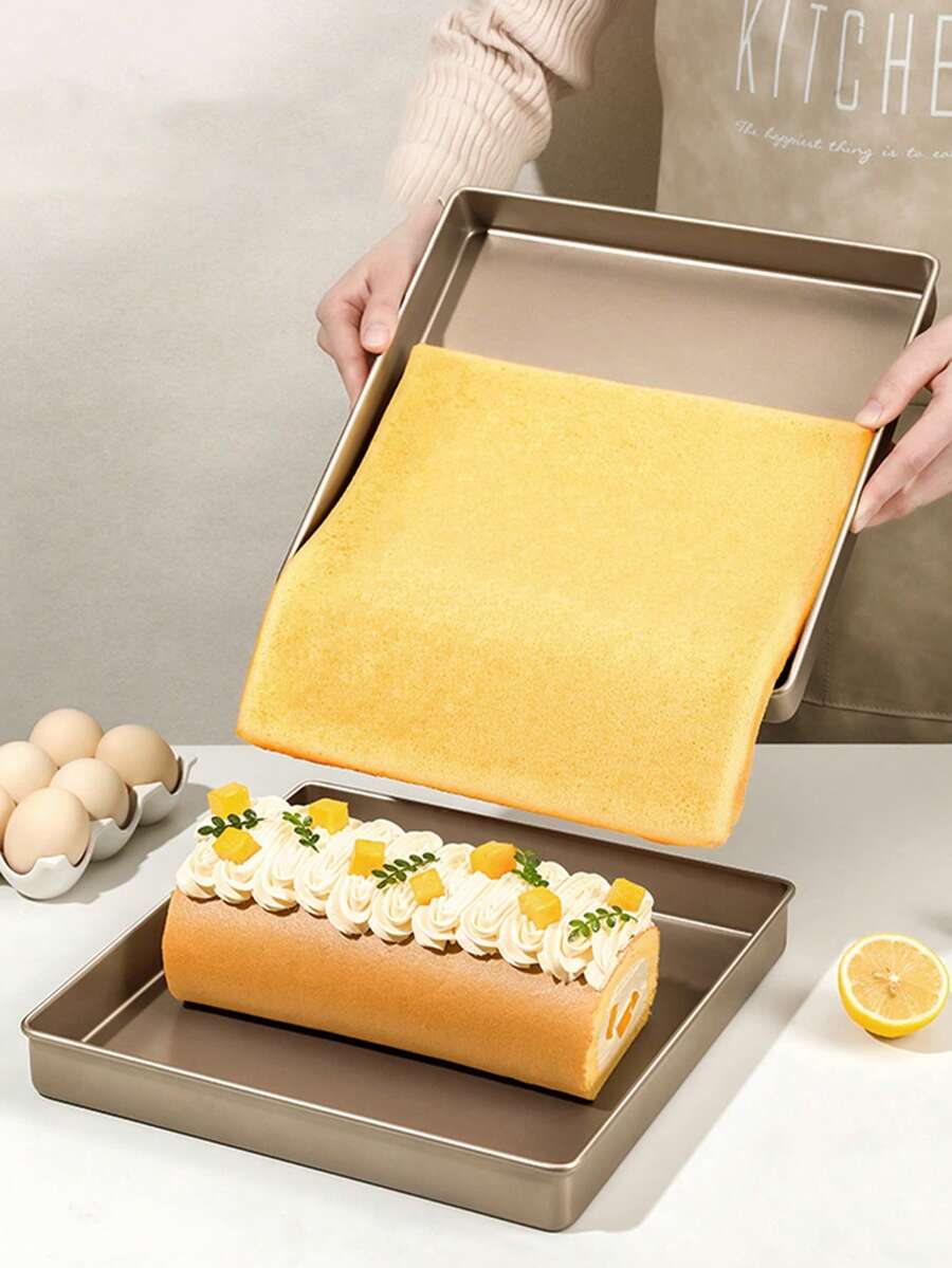 1个/2个11英寸方形深烤盘，不粘蛋糕卷烤盘，软糖、雪花饼干模具，可重复使用，家用厨房烘焙工具