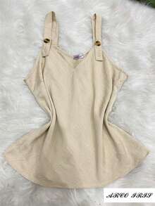 Rainbow Strappy Tank Top With Button, Thick Straps, Plain Viscose Blouse, Dune Print, Sizes M, G, GG (36-42), Summer, Women's, Casual, Elegant And Comfortable - 117-AREIA - 查看 3