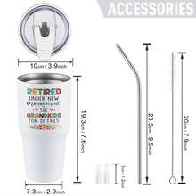30oz Stainless Steel Tumbler Black White Options,  Retired Under New Management See Grandkids For Details Graphic Cups, Insulated Travel Coffee Mug With Lid And Straw , Double Wall Vacuum Reusable Travel Cups,  Funny Birthday Party Gift For Men - trắng - Xem 3