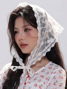 1 Piece Cute White Small Floral Lace Headband Turban Scarf Multifunctional Waist Tie Diaper Cover - Multicolor - View 8