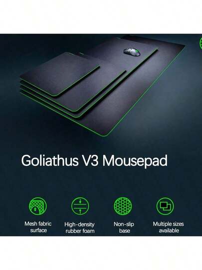 RAZER Tấm lót chuột chơi game Armored Beetle V3, bề mặt được tối ưu hóa cho khả năng theo dõi mượt mà, đế cao su tự nhiên chống trượt, các cạnh được khâu chính xác cho tuổi thọ cao hơn.