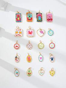 1 Pc Colorful DIY Jewelry Making Charms - Gold Plated Summer Themed DIY Craft Pendants For Necklace, Bracelets - Ocean Themed French Style Jewelry Making Charm & Basic Stainless Steel Chains - Multicolor - View 1