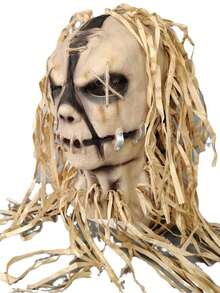 1pc Jute Bag Straw Man Mask Haunted House Escape Room Drama Bar Party Costume Latex Headpiece For Party Wear And Photo Props - 1 YEAR - View 6