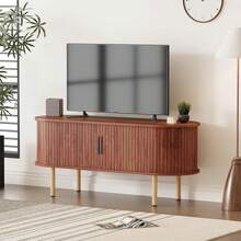 47 "Medio siglo moderno armario buffet lateral - gabinete de almacenamiento de puerta deslizante de roble para cocina, sala de estar y entrada - Mango negro - Ver 9