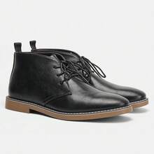 Men's Desert Boots, Classic Retro Derby Boots, Casual Commuter Ankle Boots - Black - View 7