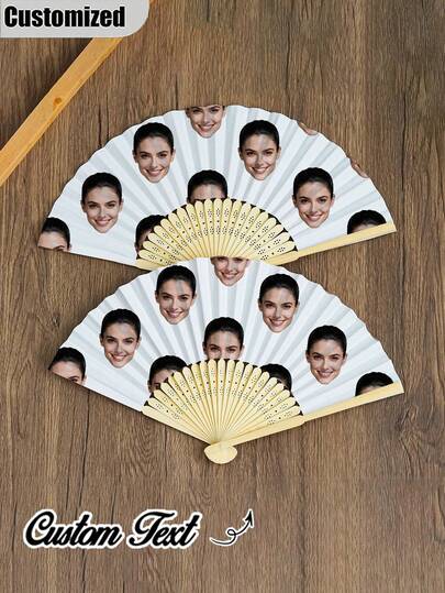 Customized Photo And Name Logo Wedding Fan, Classic DIY Fan, High Decorative Quality Custom, Personalized, Fashionable And Exquisite Custom, Personalized, Unique Ideal Gift Suitable For Her, Boyfriend, Girlfriend, Dad, Family, Mom, Friends, Pets