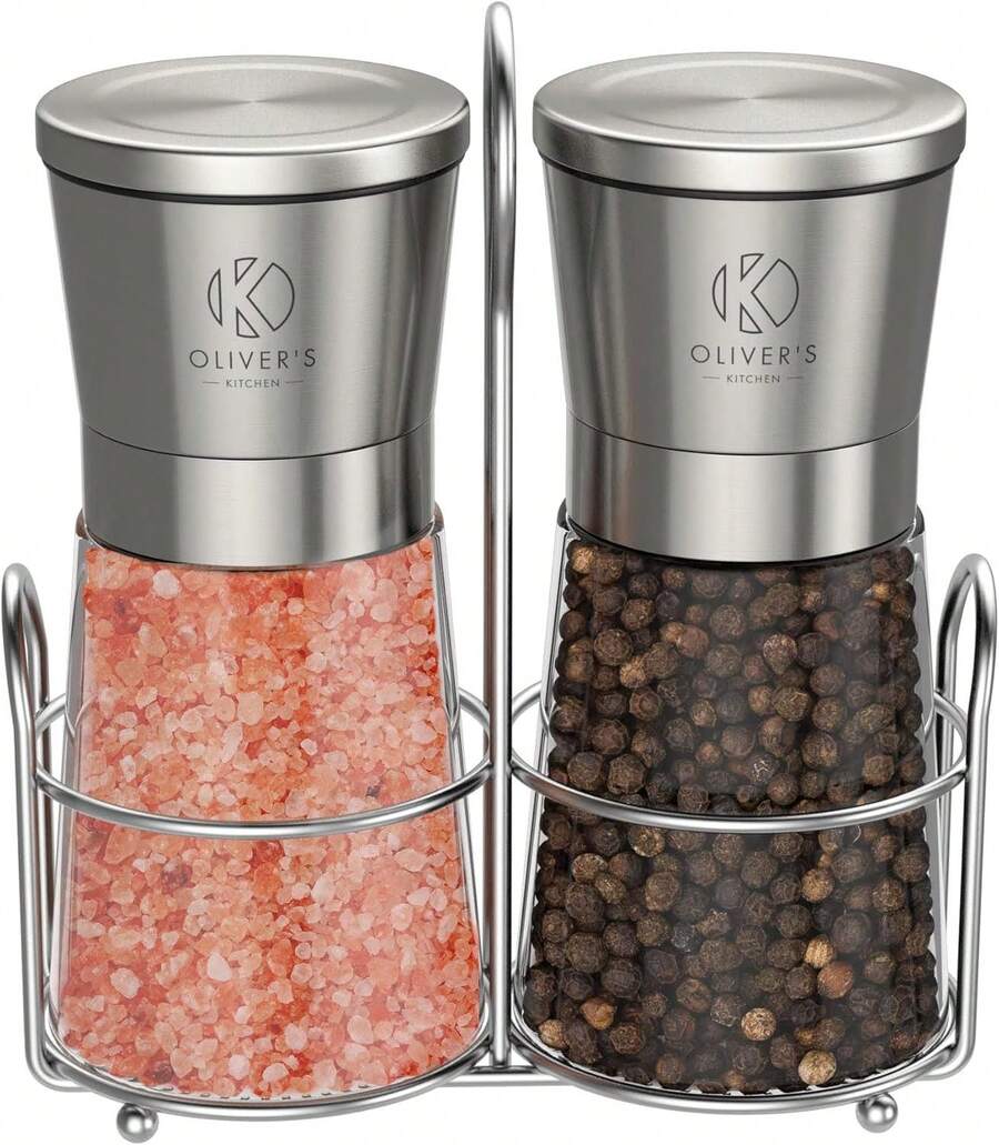 Salt & Pepper Grinder Set - 2X Premium Quality Ceramic Grinders - Easy To Fill & Use - Season To Perfection With Adjustable Coarseness - Large Capacity - Refill Less Often - 1 - View 1