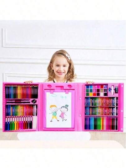 Set de arte y pintura para niños de 5 piezas/68 piezas/168 piezas/208 piezas, regalo premium que incluye suministros de dibujo: lápices de colores, borradores, paleta de pintura, etc. Diseño de empaque aleatorio, color aleatorio de los componentes internos. Excelente regalo para el regreso a la escuela