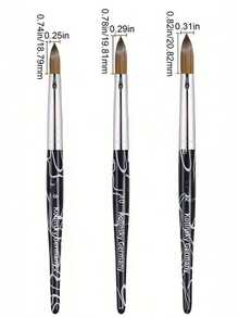 1支黑色棒状美甲水晶笔雕刻刷水晶液态水晶粉延长美甲工具貂毛美甲刷 - 彩色 - 查看 9