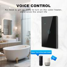 US Standard WiFi Smart Water Heater Switch With Energy Monitoring - APP Remote Control, Compatible With Alexa/Smart Home/Tuya, Voice & Timer Functions, Real-Time Power/Current/Voltage Tracking, Daily/Monthly/Annual Statistics, 5000W High Load, Tempered Glass Panel, Backlit Switch - Multicolor - View 3