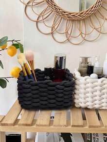 Hộp đựng mỹ phẩm đan thủ công, có thể đựng cọ trang điểm và sản phẩm chăm sóc da, giá đựng cọ trang điểm, hộp sắp xếp mỹ phẩm, hộp đựng đồ dùng văn phòng, tiết kiệm 90% không gian, túi đựng mỹ phẩm, thích hợp cho kỳ nghỉ, bãi biển, phòng tắm, phòng ngủ, quà tặng cho phụ nữ, mẹ, sinh nhật, tốt nghiệp, tiệc tùng, đám cưới. - Nhiều màu - Xem 8