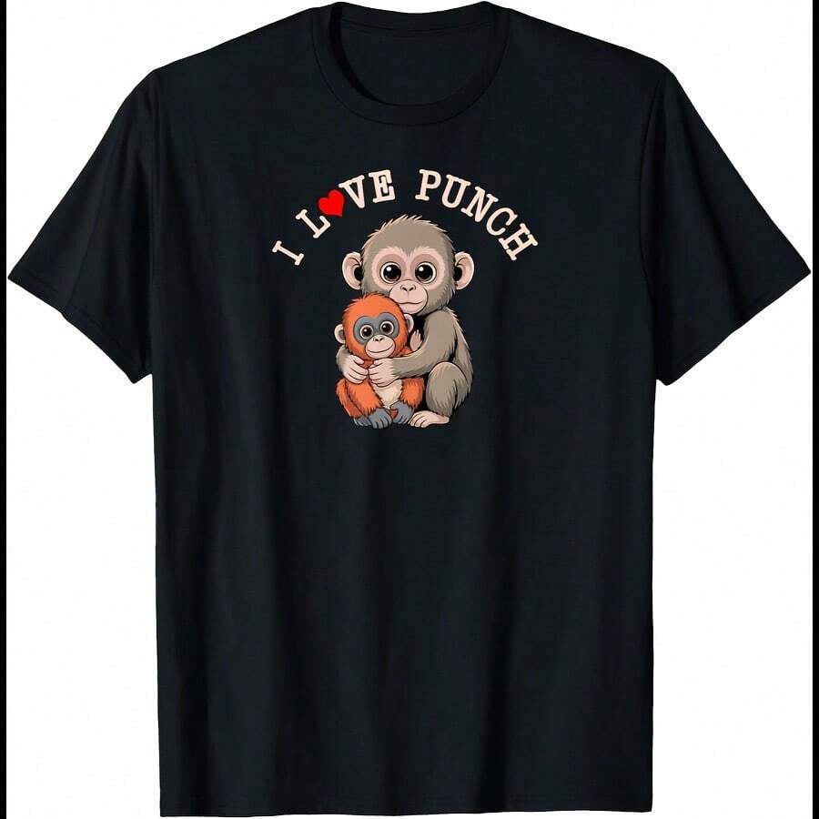 Team Punch Baby Monkey Macaque T-Shirt - Black - View 1