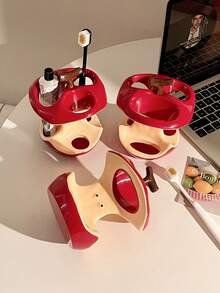 1 pieza Soporte para cepillo de dientes con forma de manzana, estantería independiente para almacenamiento de cepillo de dientes y pasta de dientes, apta para encimera, lavabo y bañera, decoración de baño - Multicolor - Ver 3