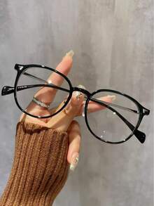 1 Pair Unisex Round Casual Glasses, Prevent Visual Fatigue, Suitable For Computer, TV, Gaming And Smartphone Use, Transparent Lenses - Clear - View 5