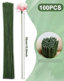 FELE Uds. Vástagos de alambre Floral verde claro calibre 22/20 para hacer flores artificiales, alambre de florista, alambre de flores para manualidades 6VVB - Calibre 18, 50 piezas - Ver 3