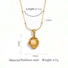 1pc New Stainless Steel Shell & Faux Pearl Pendant Necklace, Minimalist Elegant Choker Necklace Suitable For Daily Wear - Yellow Gold - View 8