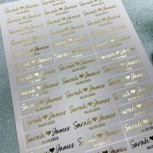 50pcs Customized Rectangular Gold Silver Foil Stickers Personalized Wedding Favor Thank You Labels Gift Bag Tags - Multicolor - View 3