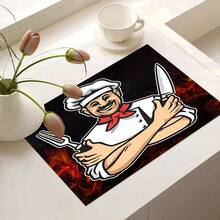 1 st. 2D-platt skyddsöverdrag, spisskydd tryckt av tecknad kock, modernt och lätt att rengöra, lämplig för alla kök, tvättmaskiner, torktumlare, spispanelskydd och glasspisskydd (spisersättning). - Multifärgad - Visa 17