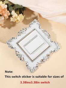 1pc Floral Decor Switch Outlet Wall Sticker, Stickers, Wall Decal, Vinyl Decal For Home Decorations, Spring Decoration Items Refresh Your Home, Festival Decoration Stickers Gifts Birthday Graduation - White - View 2