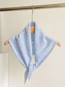 1pc Solid Color Knitted Triangle Scarf, Korean Style Versatile Warm Neck Wrap, Polyester Casual Accessory - Multicolor - View 6