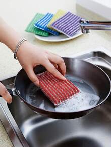 4/8/16pcs Dish Washing Sponges, Steel Wool Sponges, Durable Cleaning Cloths For Kitchen, Pot, Dish, Bowl Scrubbing - Multicolor - View 7