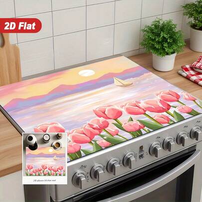 1 pezzo, Sottopentola da cucina con decorazione floreale 2D, Sottopentola in fango di diatomee, Sottopentola anti-graffio, Sottopentola per lavare i piatti, Sottopentola antiscivolo e resistente al calore, Adatto per fornelli, macchine da caffè e altri elettrodomestici, Decorazione per la cucina di casa.