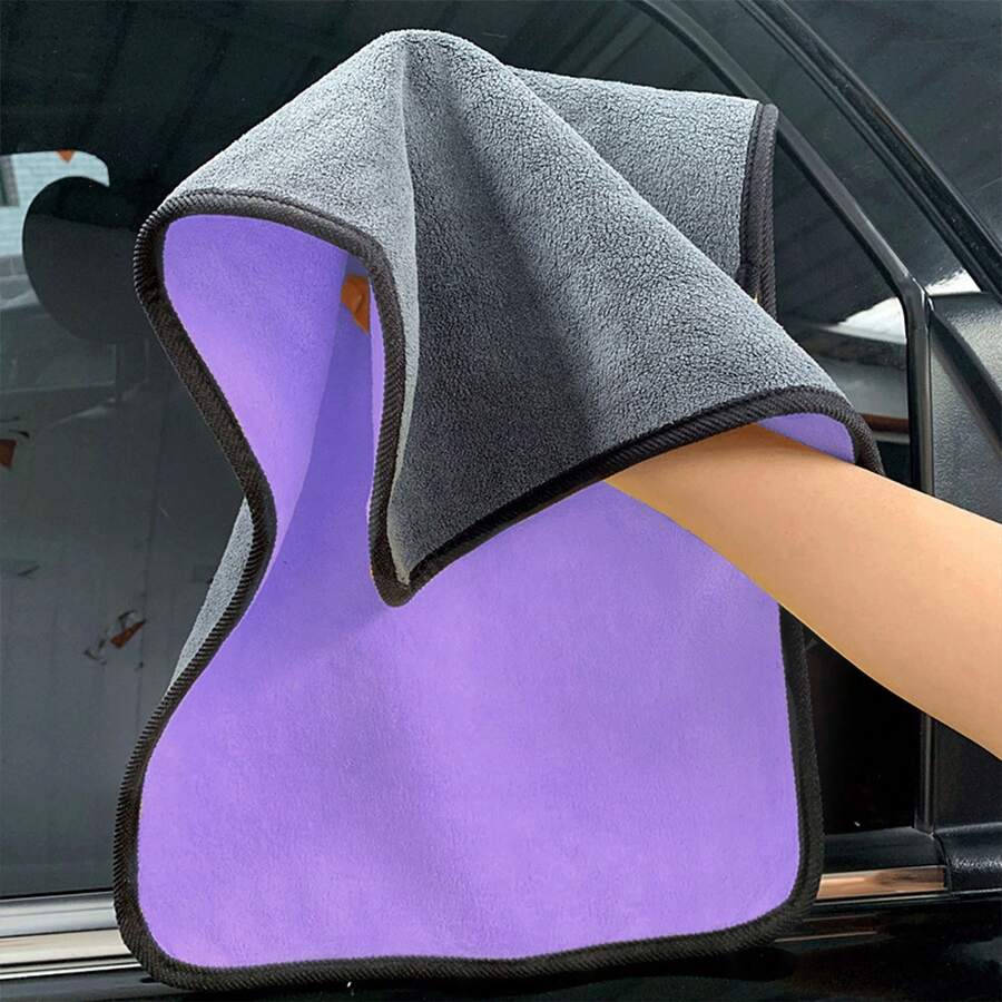1/2/5/10pcs Double-Sided Microfiber Mop Cloth, High Absorbency Lint-Free Streak-Free Cleaning Rag, Thick Plush Car Towel, Pet Absorbent Towel, Kitchen Bathroom Glass Universal Machine Washable Reusable Cleaning Cloth - Purple - View 1