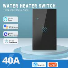 美规40A ZigBee智能热水器开关 – 8000W大功率，兼容Alexa/Smart Life/涂鸦智能，支持APP远程和语音控制，具备定时和倒计时功能，支持群组控制和共享，钢化玻璃面板，超薄9mm设计，背光开关，需搭配网关使用。 - 彩色 - 查看 13