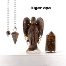 1 Set de Colgantes de Ángel de Siete Chakras de Piedras Preciosas Curativas Naturales, Amatista Espiritual, Juego de Artesanía de Yoga Reiki con Caja de Regalo para Sanación Espiritual - Conjunto de ángeles - Ver 3