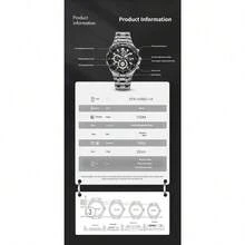 Đồng hồ Casio Edifice Business Sports Quartz dành cho nam, chống nước 100M, dây đeo thép không gỉ, mặt số lớn, đa chức năng. - Một cỡ - Xem 8