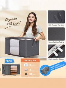 1pc Foldable Large Capacity Garment Storage Bag, Multi-Functional Clothes & Quilt Dust Proof Bag, Reinforced Handle Design, Suitable For Dorm, Moving, Bedroom Daily Use - Multicolor - View 6