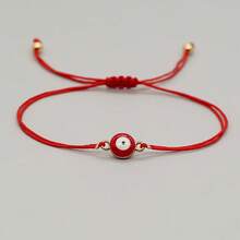 1pc Summer Boho Copper Bead Bracelet, Evil Eye Bracelet, Golden Bead Bracelet, Adjustable Red Bracelet, Red Woven Bracelet, Stackable Bracelet, Friend Gift, Bestie Bracelet, Birthday Gift, Family Gift, Valentine's Day Gift, Christmas Gift, Anniversary Gift - Multicolor - View 6