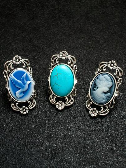 Women's Elegant Vintage Embossed Ring, Suitable For Daily Wear