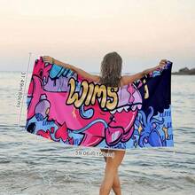 1pc Fashionable Shark Pattern Beach Towel, A Great Gift For Family And Friends In Summer. Super Soft Fiber Towel, Durable Quick-Drying Sunscreen Washable Bath Towel, Beach Towel Essential For Summer Beach, Camping, Swimming Pool, Travel - A - View 4