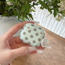Minimalist Polka Dot Earphone Case, Protective Cover With Pendant, Compatible With Apple 1/2/3/4/Pro/Pro2/Pro3, Acrylic Anti-Drop Earphone Protective Case - Green - View 2
