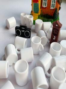 10pcs/25pcs Premium Mini White Coffee Cup Decorative Ornaments, Mini Toys, Resin Material, Perfect For DIY Keychains, Hair Accessories, Dollhouse Decor And Jewelry Making Supplies, Ideal Gift For Parties, Birthdays And Back To School Season. - View 5