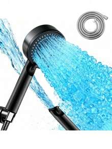 Shower Head With 5 Settings And 59-Inch Hose, Air Pressure Handheld Shower, Bathroom Tool Set, For Shower Use Only - Black-1pc - View 11