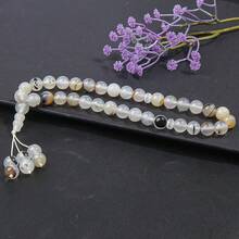 33pcs 10mm Agate Bead Bracelet, Comes With Elegant Gift Box, Prayer Beads Bracelet, Suitable For Eid Al-Fitr, Ramadan Gifts - White - View 7