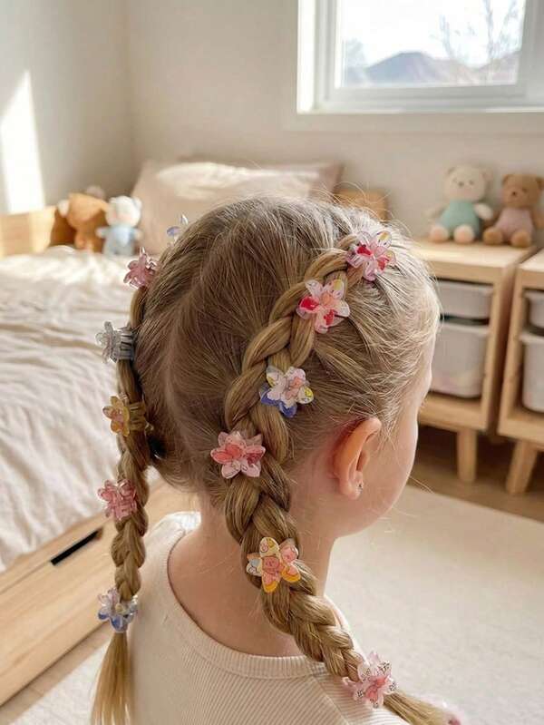 12pcs/Set Girls' Floral Dream Hair Clips, Exquisite, Dreamy, Colorful Accessories Designed For Young Girl Who Love Sweet Style